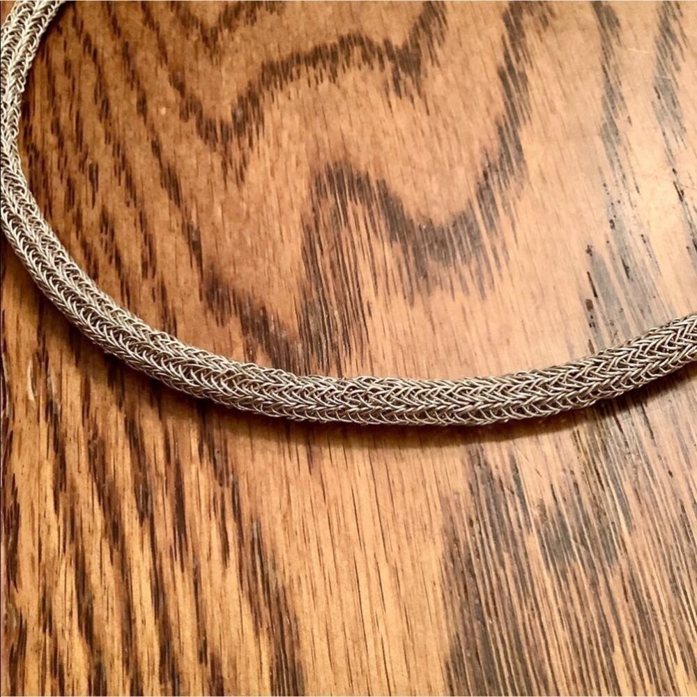 100% Silver Knitted Necklace & Earrings Set - Picture 5 of 13